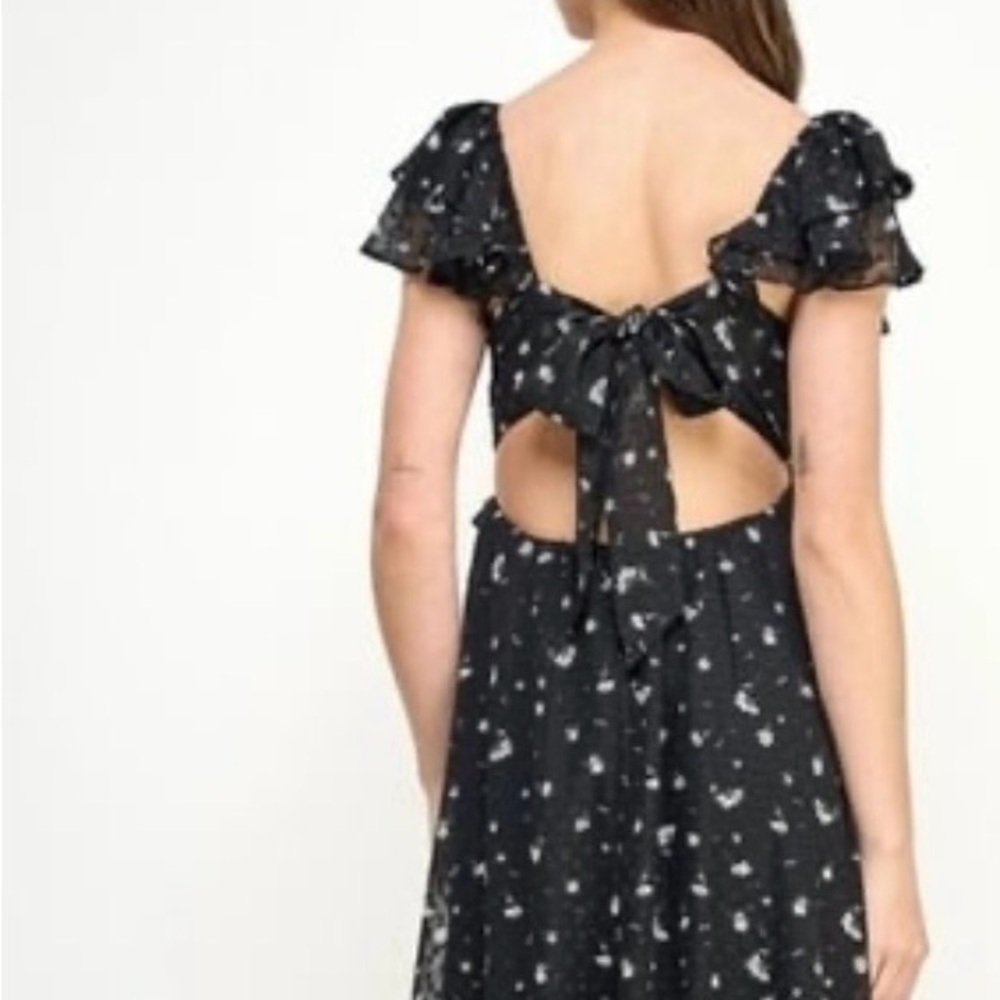 Koko + Mason Black Floral Open Back Whimsigoth Dark Romantic Maxi Dress L NWT - Picture 2 of 9